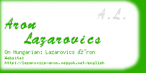 aron lazarovics business card